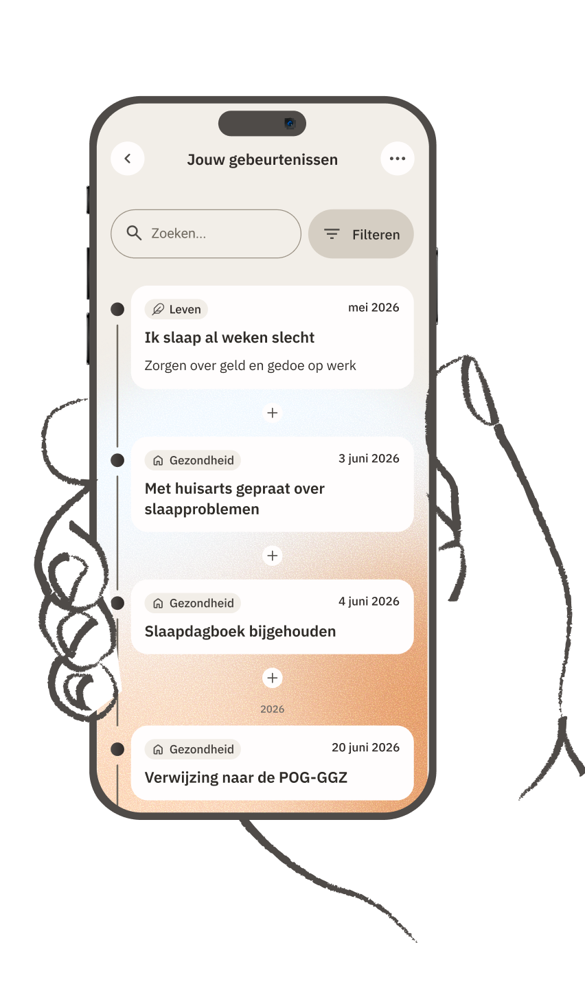 Het startscherm van Lumi op een telefoon